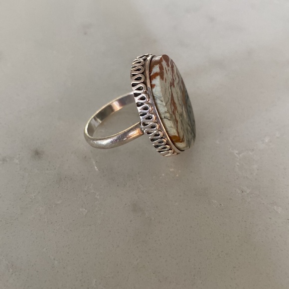Sterling Silver and Jasper stone ring. Size 7 - Picture 2 of 6